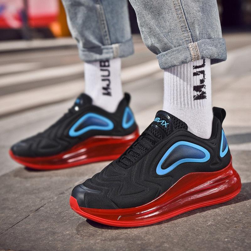 Baskets de sport de course élégantes pour hommes avec coussin d'air, pour entraînement en extérieur, design à talons hauts, maille respirante, design athlétique de luxe, antidérapantes, pour tennis, sport et marche