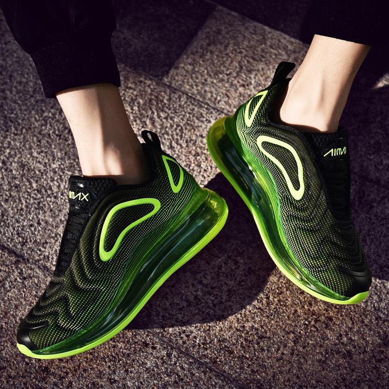 Baskets de sport de course élégantes pour hommes avec coussin d'air, pour entraînement en extérieur, design à talons hauts, maille respirante, design athlétique de luxe, antidérapantes, pour tennis, sport et marche
