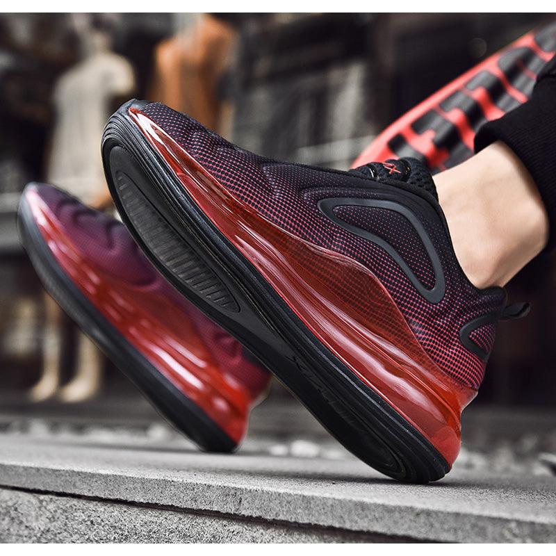 Baskets de sport de course élégantes pour hommes avec coussin d'air, pour entraînement en extérieur, design à talons hauts, maille respirante, design athlétique de luxe, antidérapantes, pour tennis, sport et marche