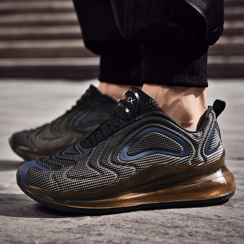 Baskets de sport de course élégantes pour hommes avec coussin d'air, pour entraînement en extérieur, design à talons hauts, maille respirante, design athlétique de luxe, antidérapantes, pour tennis, sport et marche