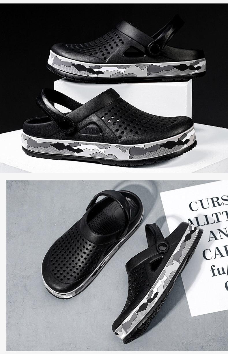 Sandales élégantes pour hommes, noires, décontractées, pour le jardin, sabots Aqua, claquettes d'été, chaussures de natation pour la plage, pantoufles, sabots de jardin, sandales avec soutien de la voûte plantière, rembourrées, pour le jardin et la plage