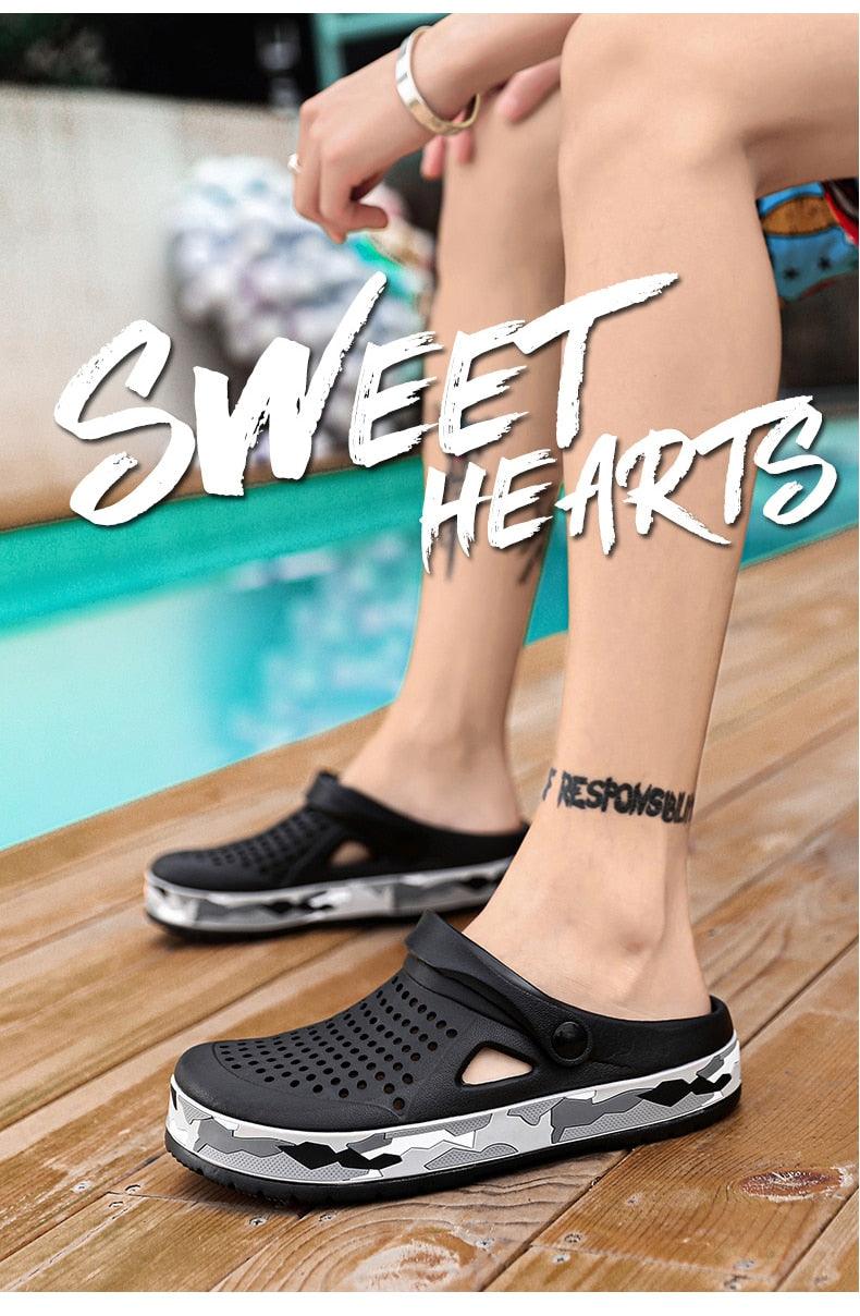Sandales élégantes pour hommes, noires, décontractées, pour le jardin, sabots Aqua, claquettes d'été, chaussures de natation pour la plage, pantoufles, sabots de jardin, sandales avec soutien de la voûte plantière, rembourrées, pour le jardin et la plage