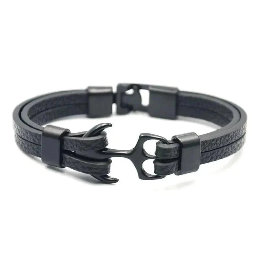 Élégant Bracelet Ancre Homme Fait Main en Acier Inoxydable et Nylon Bleu Marine