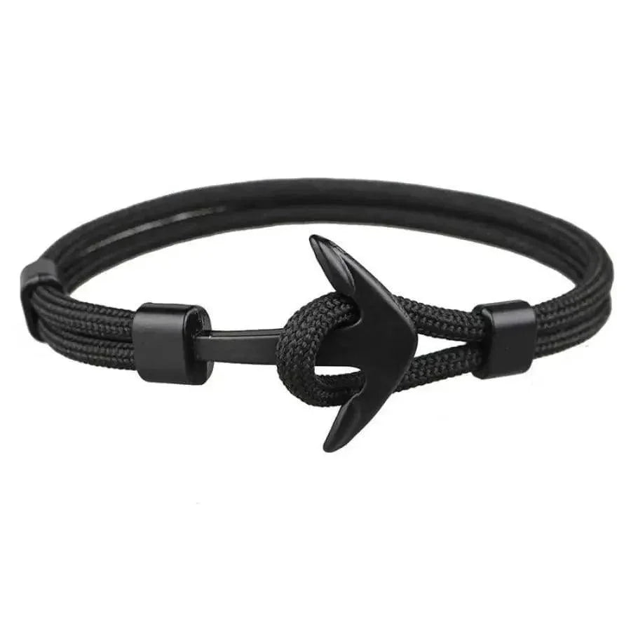 Élégant Bracelet Ancre Homme Fait Main en Acier Inoxydable et Nylon Bleu Marine
