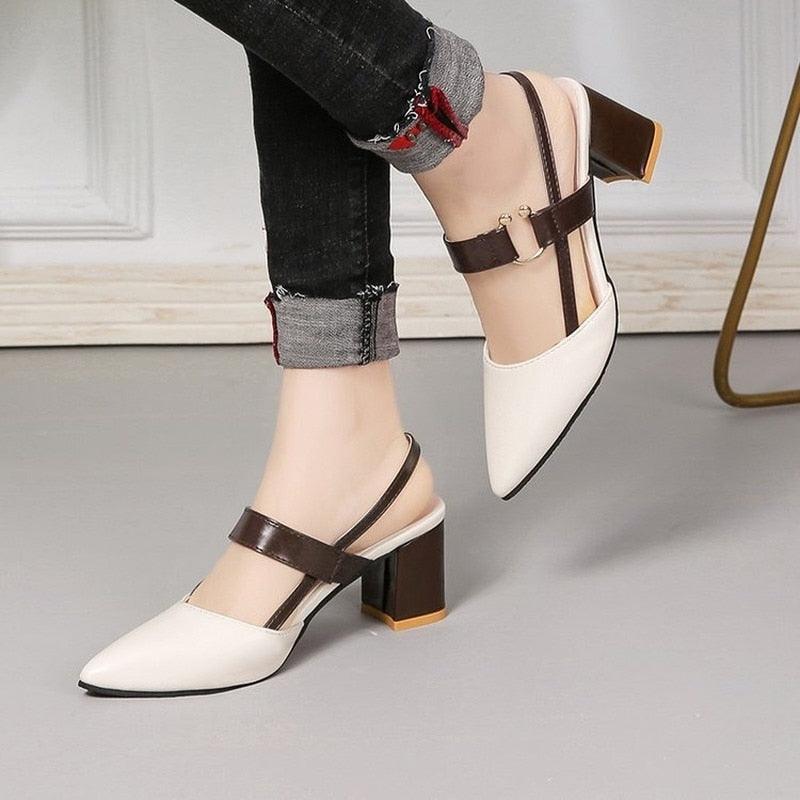 Sandales Élégantes de Bureau pour Femmes, Nouvelles Sandales d'Été à Bout Pointu, Chaussures Plates Basses Tendance, Mules à Enfiler, Bout Fermé, Talons Bas, Sandales Adorables