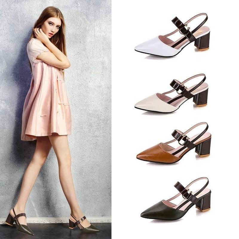 Sandales Élégantes de Bureau pour Femmes, Nouvelles Sandales d'Été à Bout Pointu, Chaussures Plates Basses Tendance, Mules à Enfiler, Bout Fermé, Talons Bas, Sandales Adorables