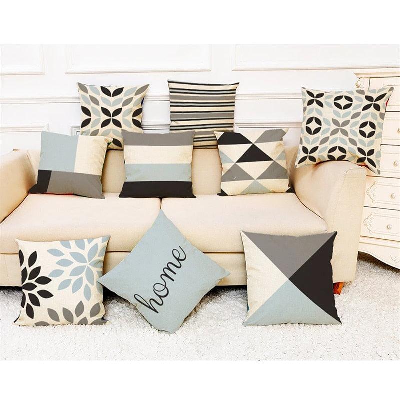 Housses de coussin décoratives carrées en mélange de lin doux à motif géométrique élégant et moderne pour la maison
