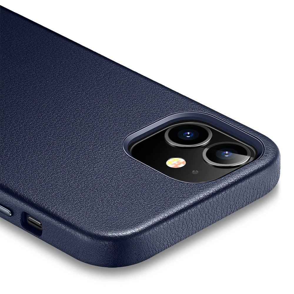 Coque de protection élégante en cuir pour iPhone 12 Pro Max, étui en cuir véritable pour iPhone 12 mini 12 Pro Max, étui de luxe noir pour iPhone 12 12Pro pour homme d'affaires