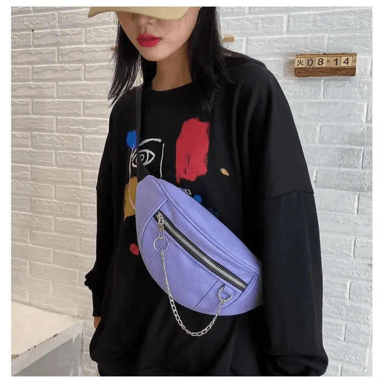 Sac de ceinture élégant pour femmes, violet, en toile, sac banane de luxe pour l'extérieur, sac de poitrine, pochette pour téléphone pour usage quotidien