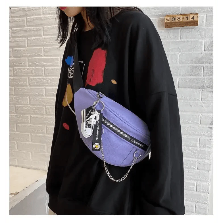 Sac de ceinture élégant pour femmes, violet, en toile, sac banane de luxe pour l'extérieur, sac de poitrine, pochette pour téléphone pour usage quotidien