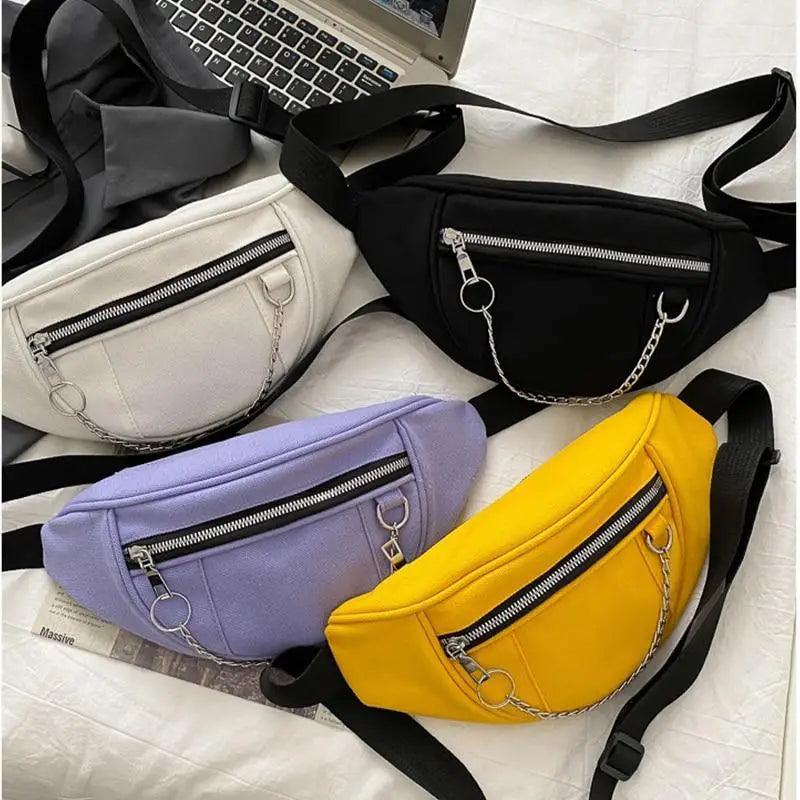 Sac de ceinture élégant pour femmes, violet, en toile, sac banane de luxe pour l'extérieur, sac de poitrine, pochette pour téléphone pour usage quotidien