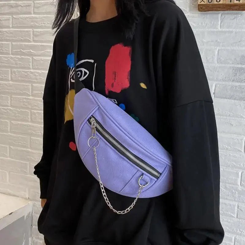 Sac de ceinture élégant pour femmes, violet, en toile, sac banane de luxe pour l'extérieur, sac de poitrine, pochette pour téléphone pour usage quotidien