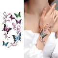Élégant Petit Autocollant de Tatouage Temporaire Étanche Maquillage Flamme Doigt Fleur Rose Noire Carrée Design de Haute Qualité Pour Femmes