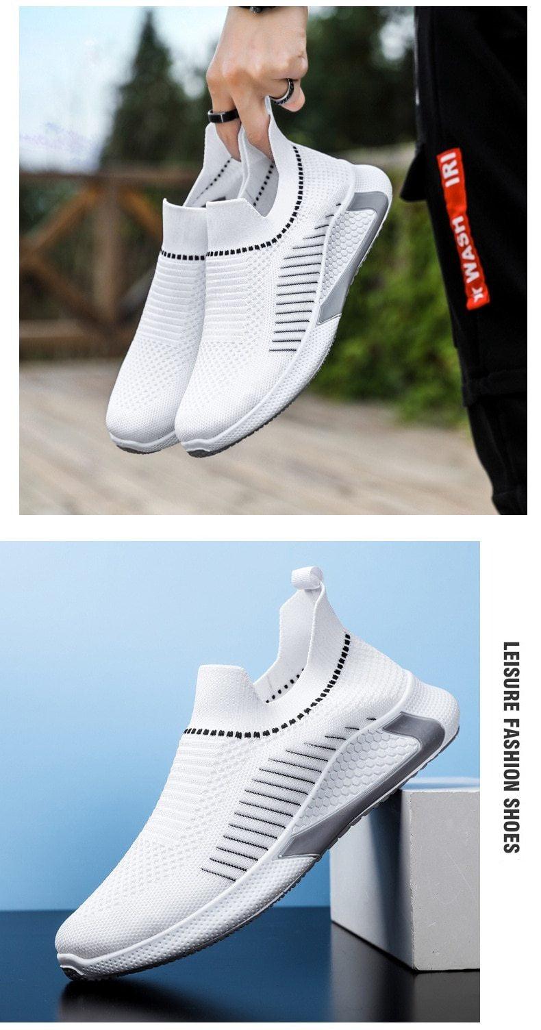 Baskets de sport élégantes pour hommes Chaussures de course décontractées Printemps Nouvelles espadrilles légères et respirantes Chaussures de course tissées volantes Baskets décontractées en maille pour l'entraînement sportif pour hommes