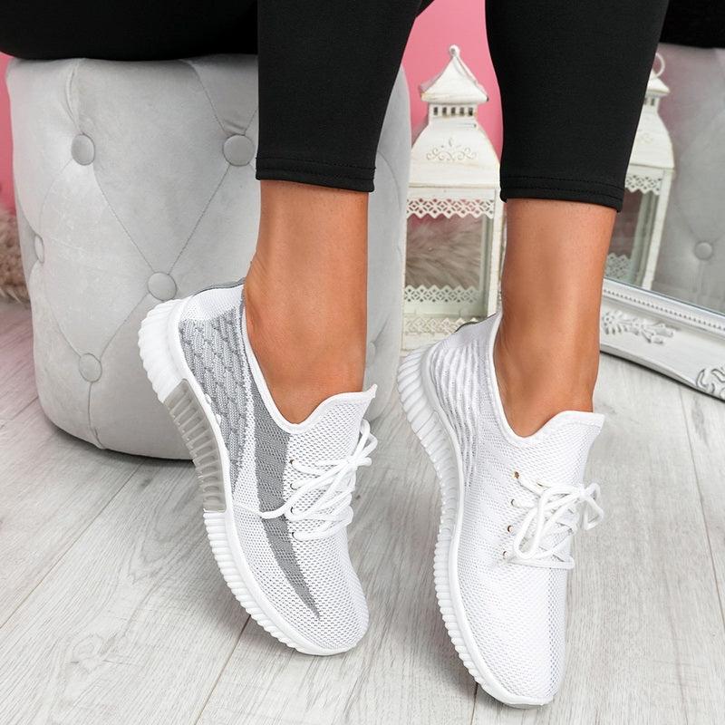 Chaussures de sport élégantes vulcanisées pour femmes à lacets en maille, à bout rond, décontractées, antidérapantes, plates, respirantes, à la mode pour femmes