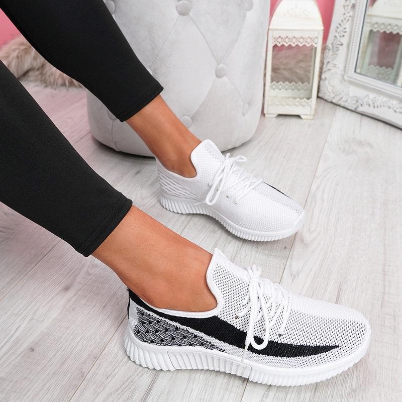 Chaussures de sport élégantes vulcanisées pour femmes à lacets en maille, à bout rond, décontractées, antidérapantes, plates, respirantes, à la mode pour femmes