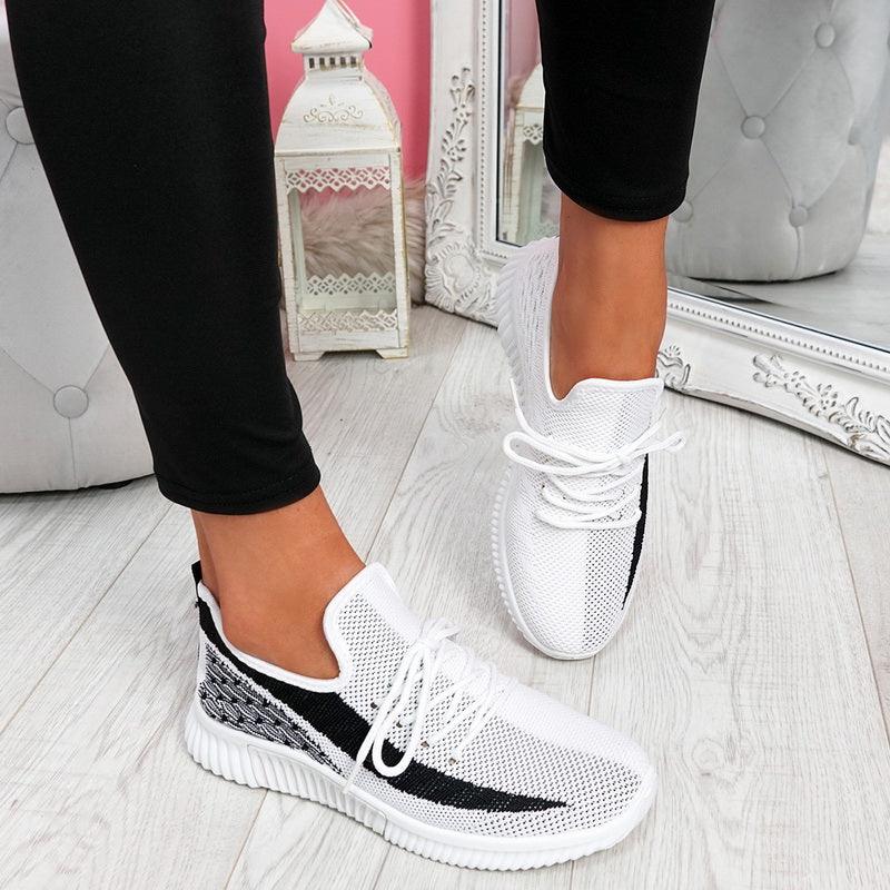 Chaussures de sport élégantes vulcanisées pour femmes à lacets en maille, à bout rond, décontractées, antidérapantes, plates, respirantes, à la mode pour femmes