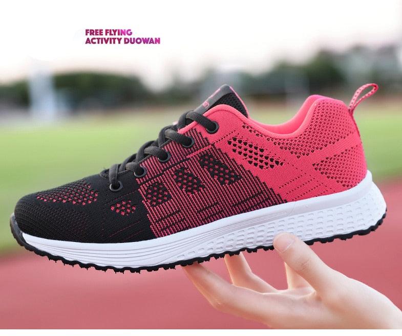 Baskets plates élégantes pour femme, chaussures de tennis décontractées, été, à lacets, en maille, légères et respirantes, confortables, antidérapantes, légères, baskets athlétiques en maille respirante.