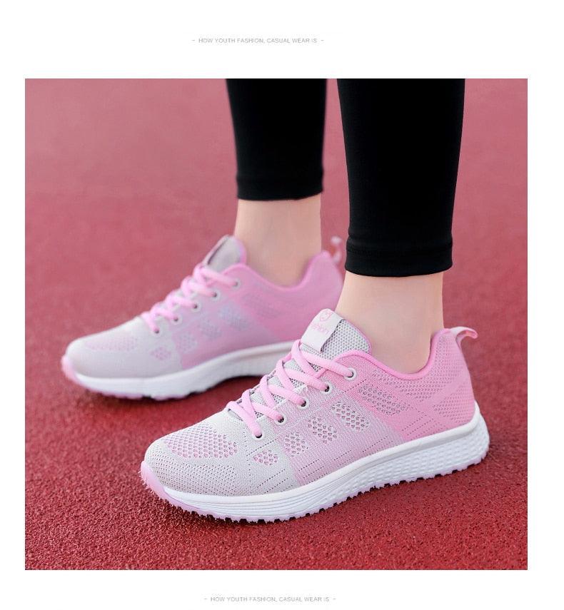 Baskets plates élégantes pour femme, chaussures de tennis décontractées, été, à lacets, en maille, légères et respirantes, confortables, antidérapantes, légères, baskets athlétiques en maille respirante.
