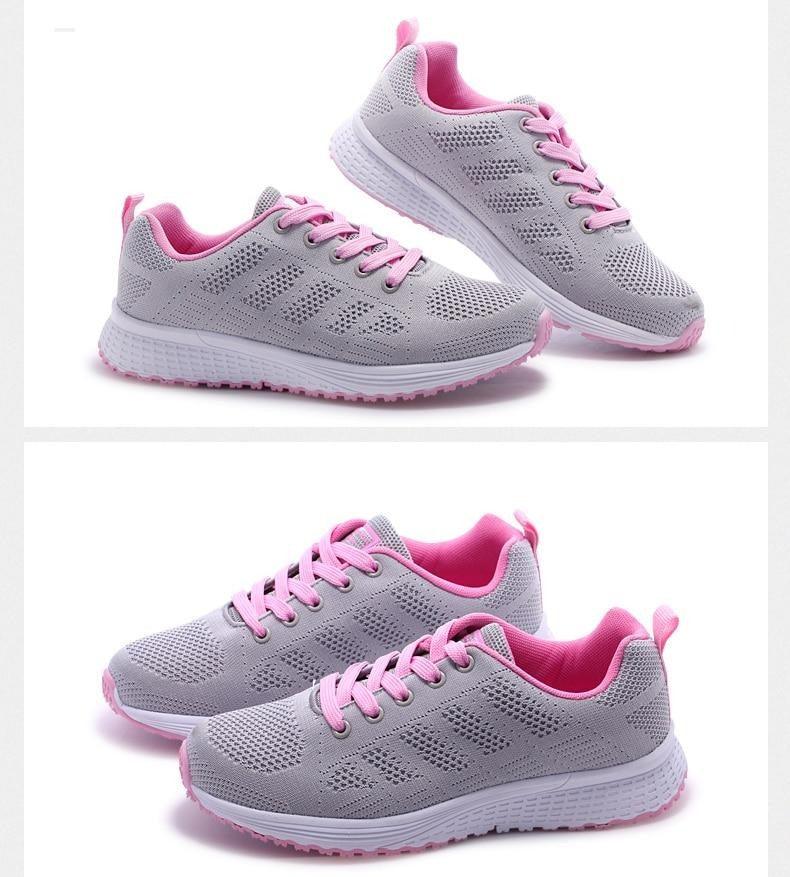 Baskets plates élégantes pour femme, chaussures de tennis décontractées, été, à lacets, en maille, légères et respirantes, confortables, antidérapantes, légères, baskets athlétiques en maille respirante.