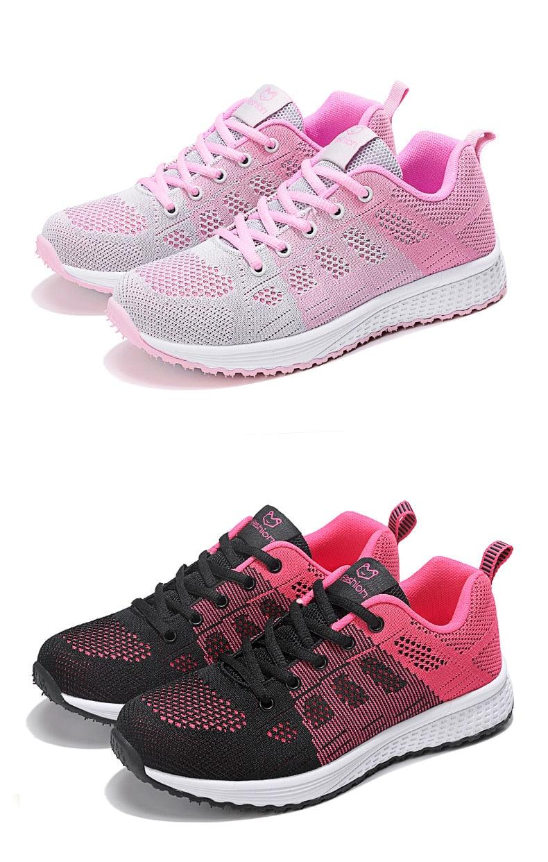 Baskets plates élégantes pour femme, chaussures de tennis décontractées, été, à lacets, en maille, légères et respirantes, confortables, antidérapantes, légères, baskets athlétiques en maille respirante.