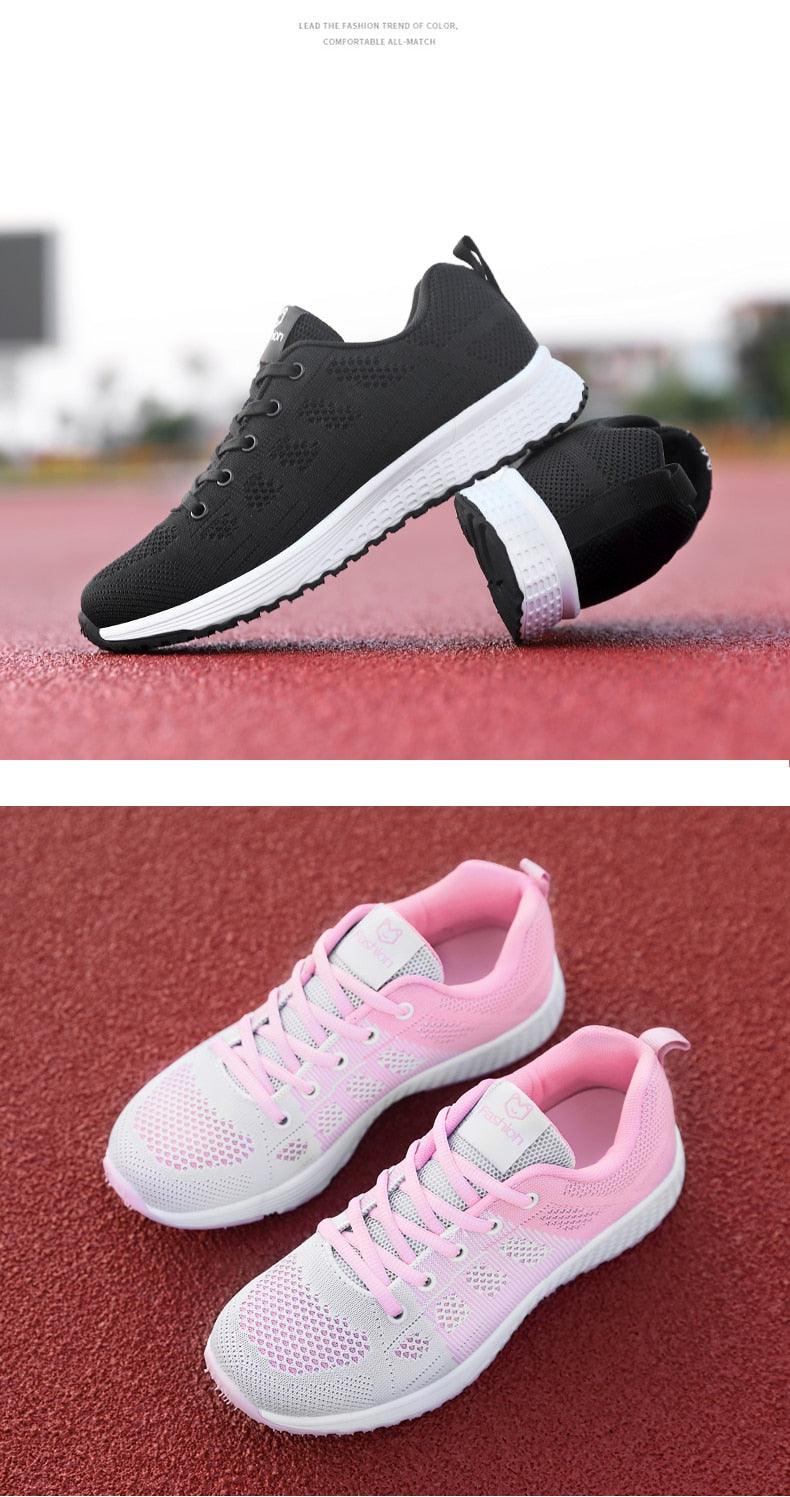 Baskets plates élégantes pour femme, chaussures de tennis décontractées, été, à lacets, en maille, légères et respirantes, confortables, antidérapantes, légères, baskets athlétiques en maille respirante.