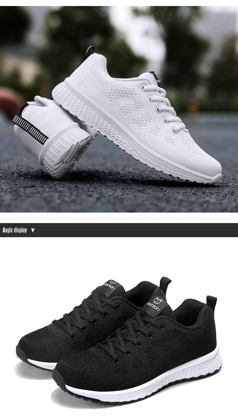 Baskets plates élégantes pour femme, chaussures de tennis décontractées, été, à lacets, en maille, légères et respirantes, confortables, antidérapantes, légères, baskets athlétiques en maille respirante.