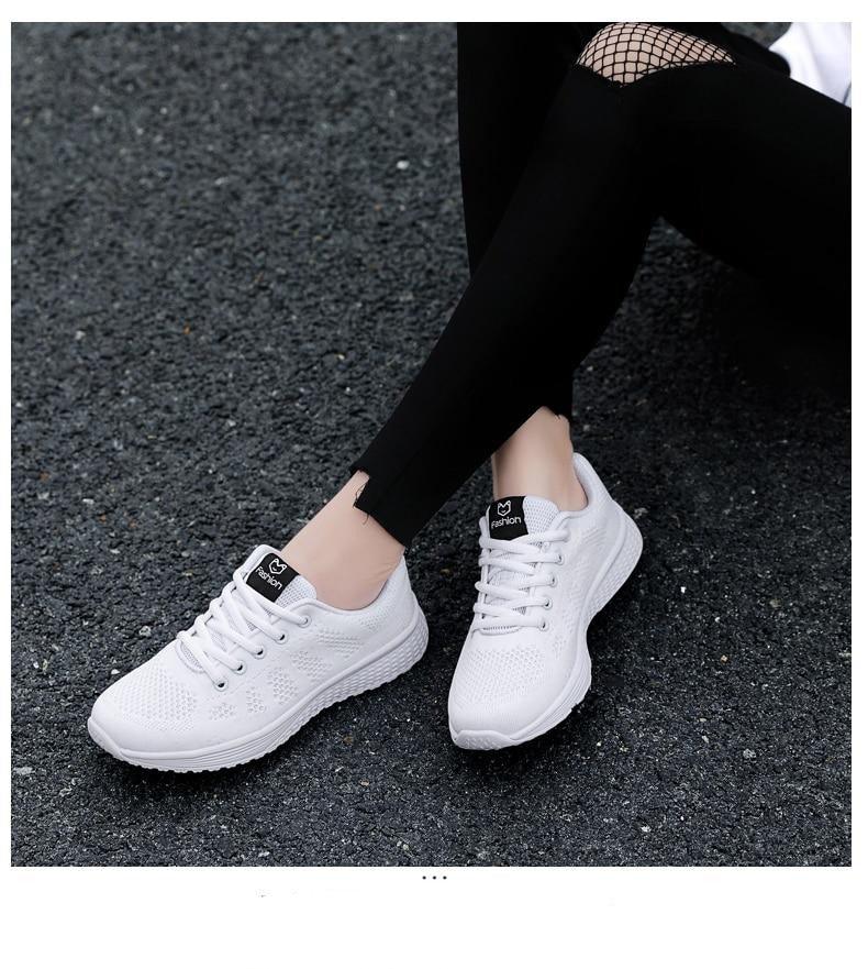 Baskets plates élégantes pour femme, chaussures de tennis décontractées, été, à lacets, en maille, légères et respirantes, confortables, antidérapantes, légères, baskets athlétiques en maille respirante.