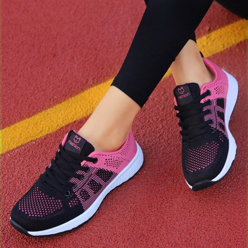 Baskets plates élégantes pour femme, chaussures de tennis décontractées, été, à lacets, en maille, légères et respirantes, confortables, antidérapantes, légères, baskets athlétiques en maille respirante.