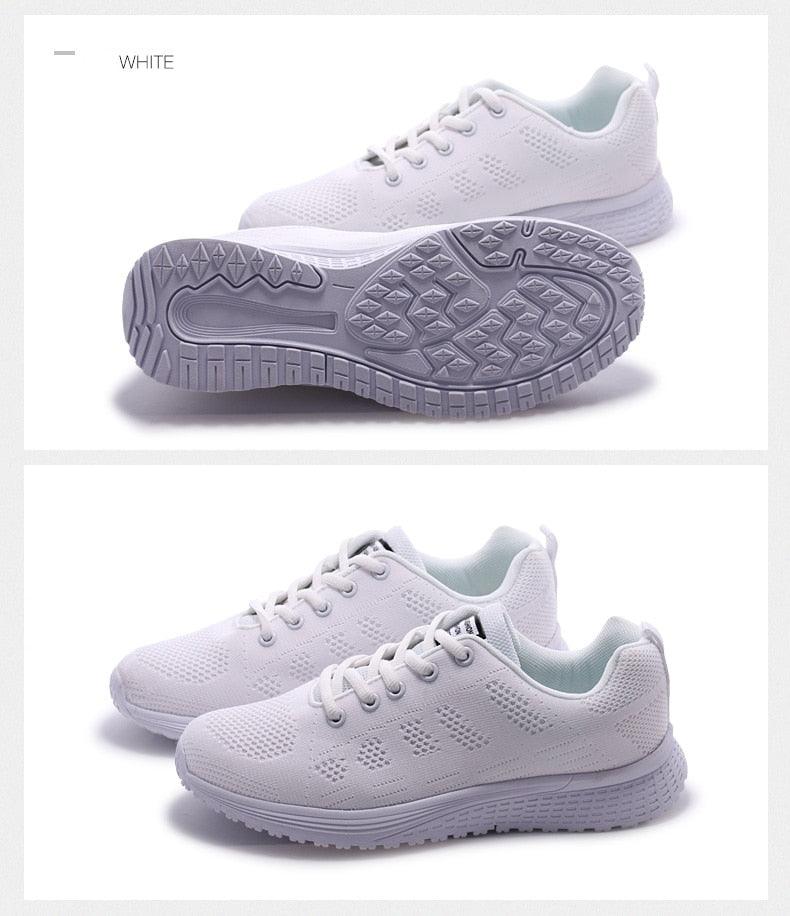 Baskets plates élégantes pour femme, chaussures de tennis décontractées, été, à lacets, en maille, légères et respirantes, confortables, antidérapantes, légères, baskets athlétiques en maille respirante.