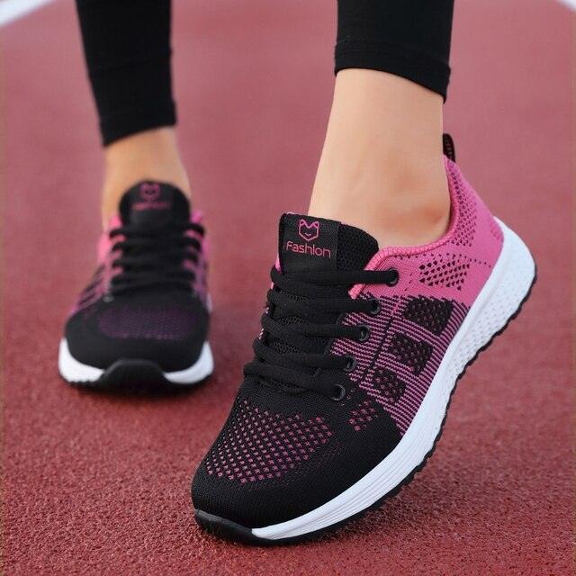 Baskets plates élégantes pour femme, chaussures de tennis décontractées, été, à lacets, en maille, légères et respirantes, confortables, antidérapantes, légères, baskets athlétiques en maille respirante.