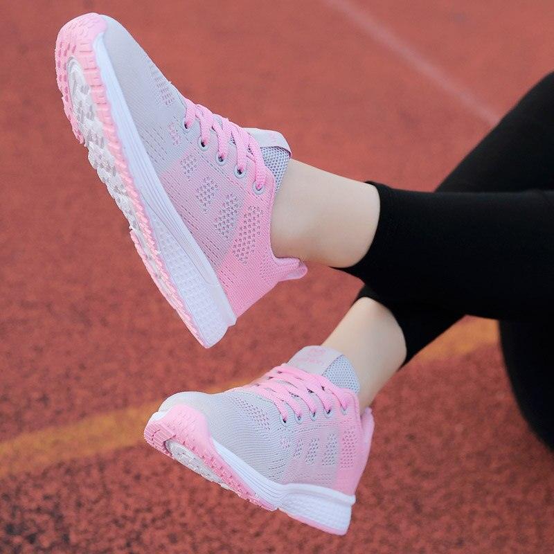 Baskets plates élégantes pour femme, chaussures de tennis décontractées, été, à lacets, en maille, légères et respirantes, confortables, antidérapantes, légères, baskets athlétiques en maille respirante.