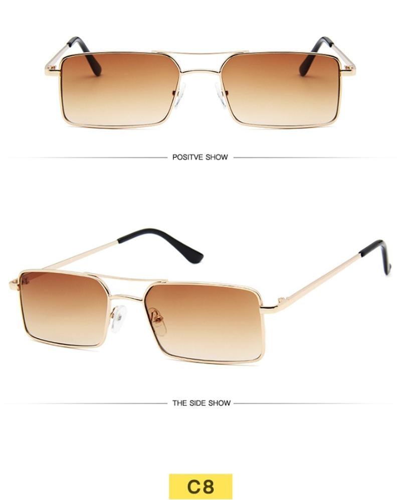Lunettes de soleil carrées élégantes pour femmes, lunettes de luxe pour femmes/hommes, lunettes en métal de haute qualité pour femmes, lunettes de soleil légères pour hommes, design rétro