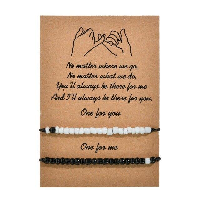 Bracelets élégants en pierre assortis pour meilleurs amis, couples, famille, femmes, bracelets, promesse Pinky, distance assortie, bijoux pour la Saint-Valentin, bracelets d'amitié pour lui et elle, petit ami et petite amie