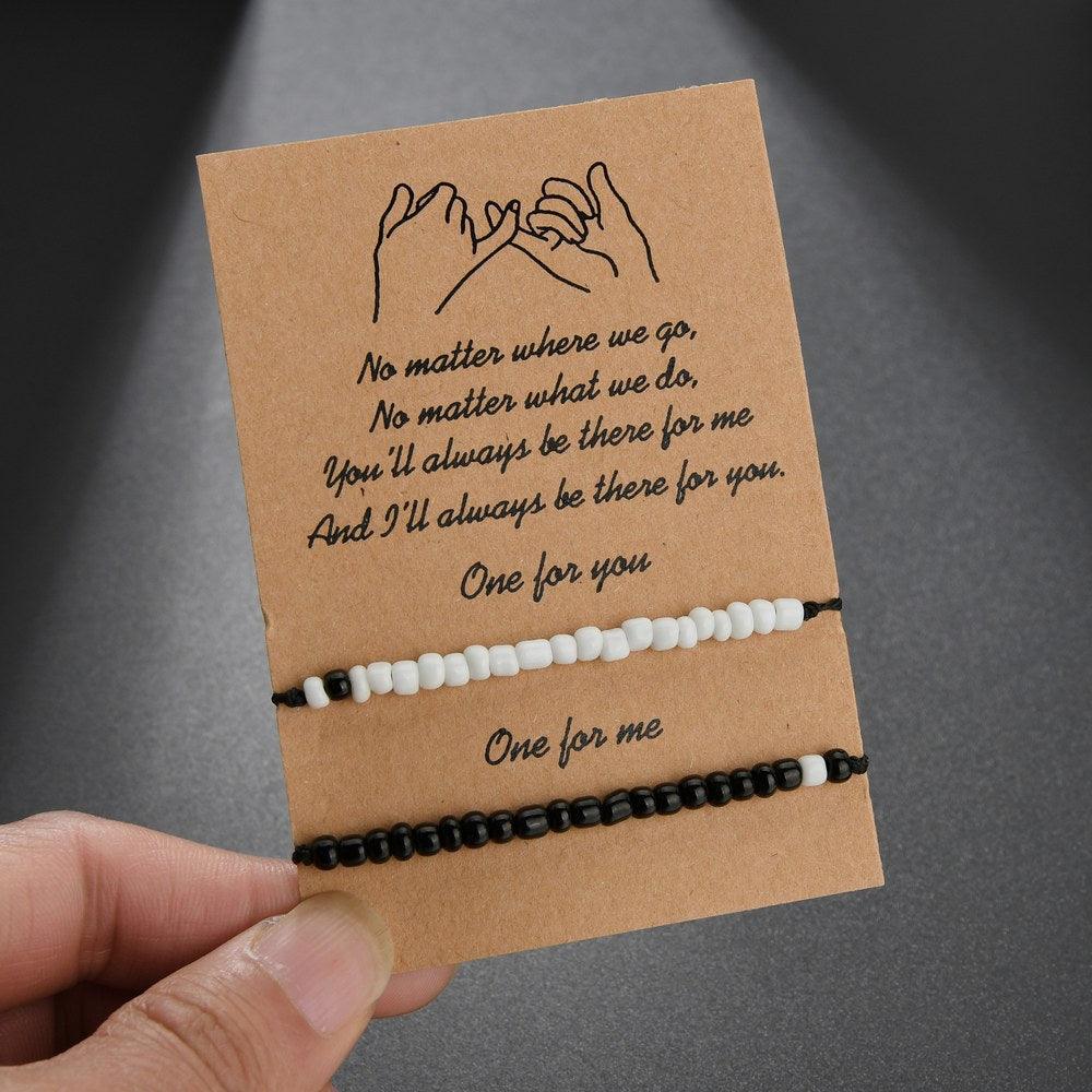Bracelets élégants en pierre assortis pour meilleurs amis, couples, famille, femmes, bracelets, promesse Pinky, distance assortie, bijoux pour la Saint-Valentin, bracelets d'amitié pour lui et elle, petit ami et petite amie