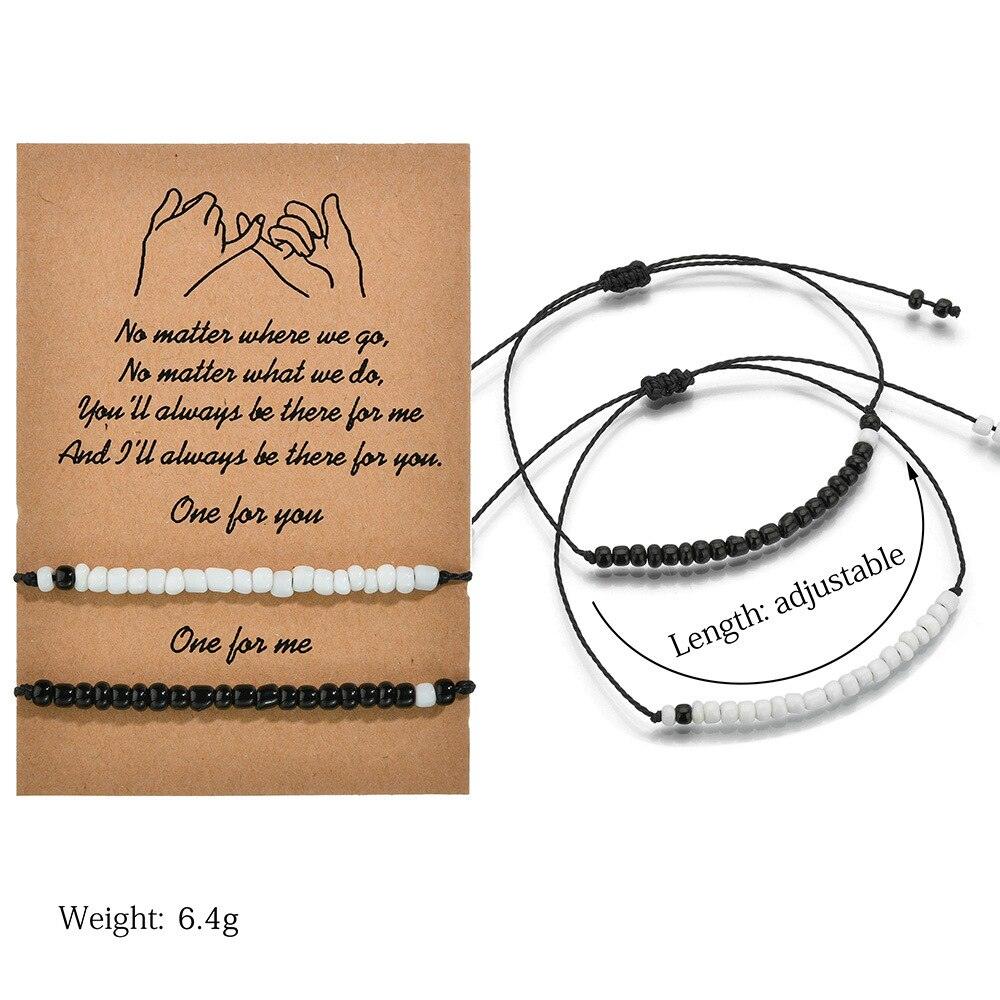 Bracelets élégants en pierre assortis pour meilleurs amis, couples, famille, femmes, bracelets, promesse Pinky, distance assortie, bijoux pour la Saint-Valentin, bracelets d'amitié pour lui et elle, petit ami et petite amie