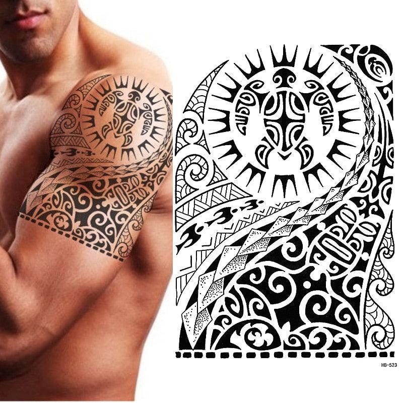 Tatouages temporaires élégants imperméables Grand autocollant tribal noir Grand maquillage corporel faux tatouage pour hommes et femmes