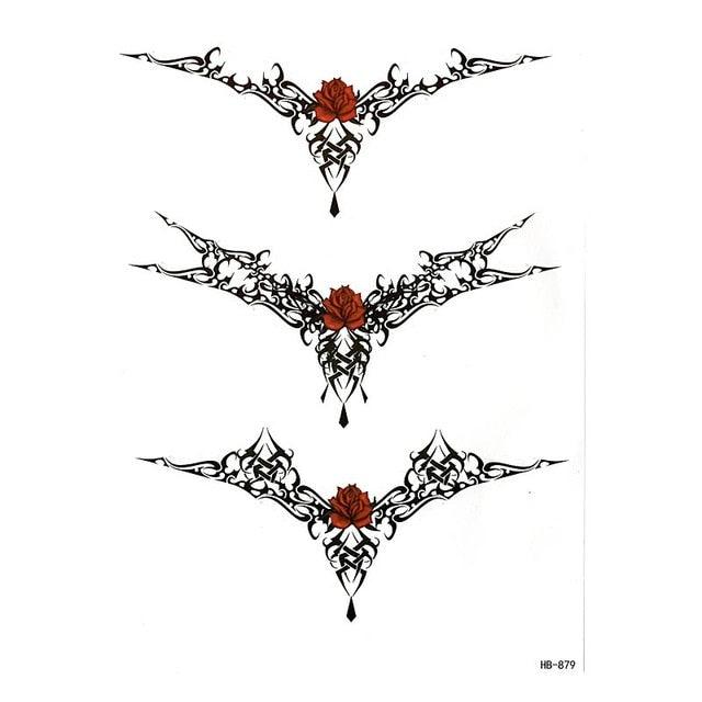 Tatouages temporaires élégants imperméables Grand autocollant tribal noir Grand maquillage corporel faux tatouage pour hommes et femmes