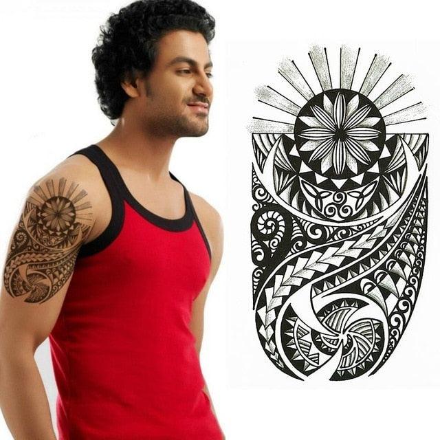 Tatouages temporaires élégants imperméables Grand autocollant tribal noir Grand maquillage corporel faux tatouage pour hommes et femmes