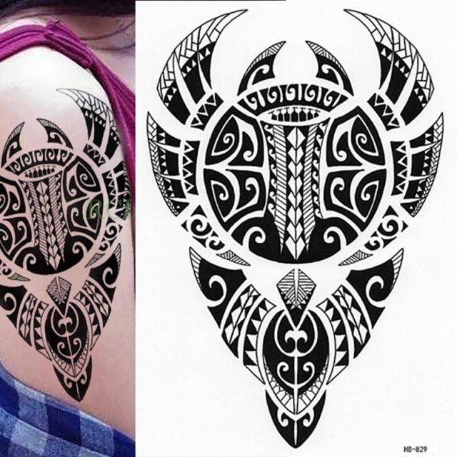 Tatouages temporaires élégants imperméables Grand autocollant tribal noir Grand maquillage corporel faux tatouage pour hommes et femmes