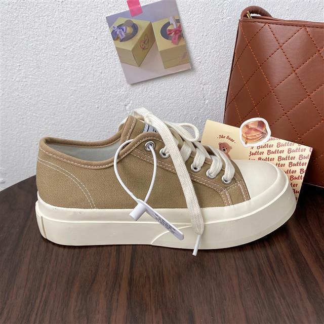 Baskets épaisses et élégantes pour femmes Chaussures de sport à plateforme Printemps Baskets décontractées Plates Tennis Athlétiques en toile Baskets blanches Baskets basses en toile Chaussures à lacets Baskets décontractées classiques et tendance