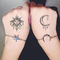 Autocollant Tatouage Étanche Élégant Soleil Lune Faux Tatouage Mode Lune Temporaire Amusant Soleil Vague Magique Tatouages Pour Femmes Hommes