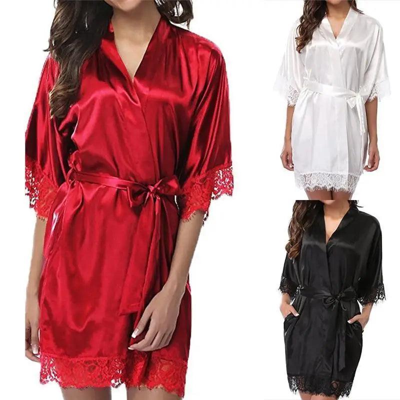 Peignoir de Bain Court en Soie pour Femme, Design Blanc Élégant, Doux et Confortable, Style Classique, Vêtement de Nuit d'Intérieur