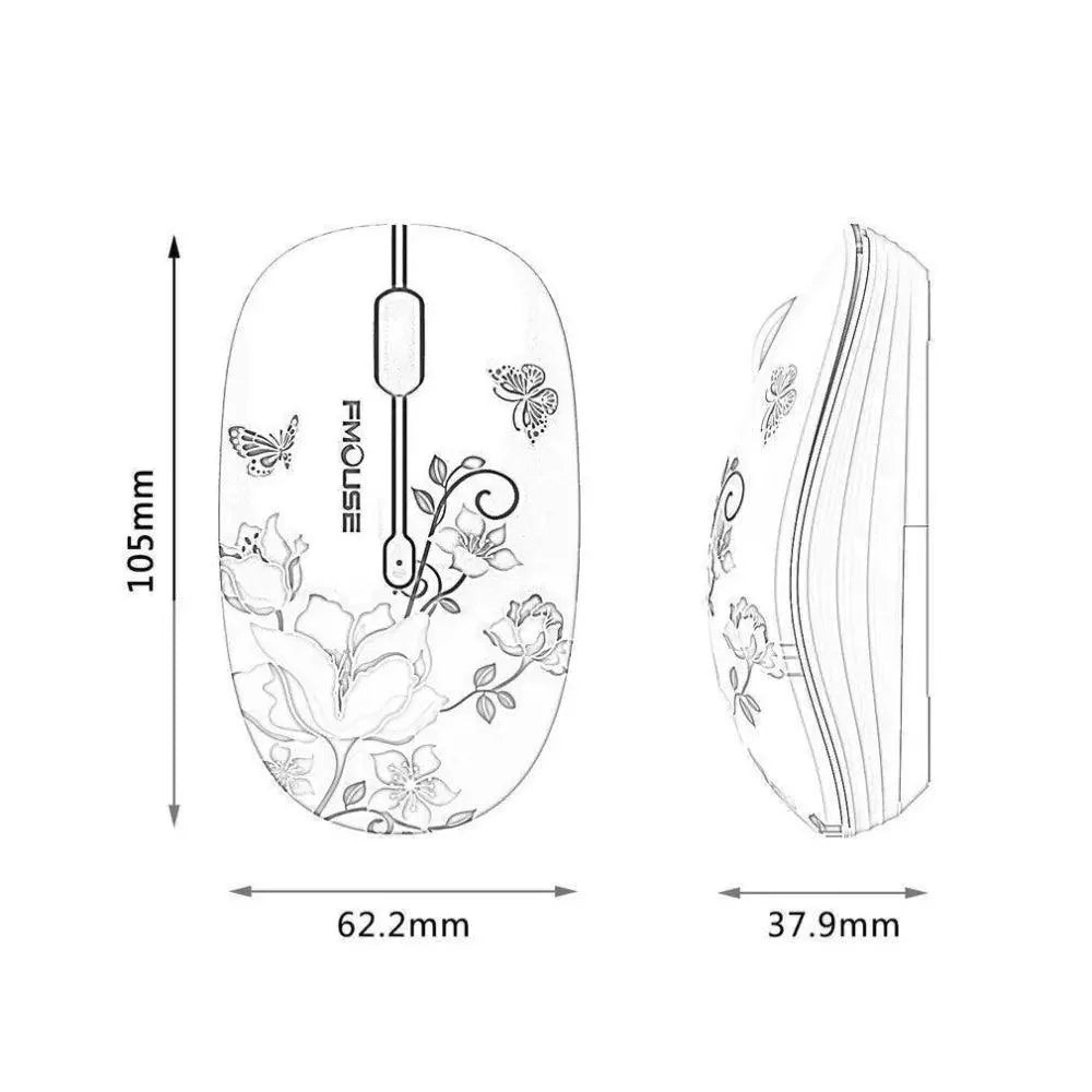 Souris sans fil 2,4 G élégante pour femmes, ultra silencieuse, 1600 DPI, optique et fine, pour ordinateur portable