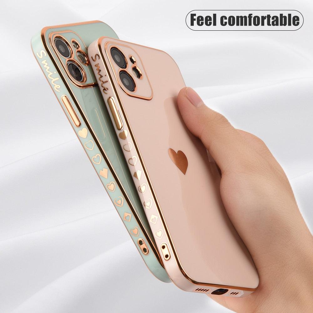 Coque de téléphone élégante pour femme pour iPhone 13 14 Pro Protection d'objectif d'appareil photo pour iPhone 12 11 Pro Max 14Plus Étui antichoc Pare-chocs luxueux Motif mignon Femmes Filles Coque d'appareil photo antichoc en silicone souple