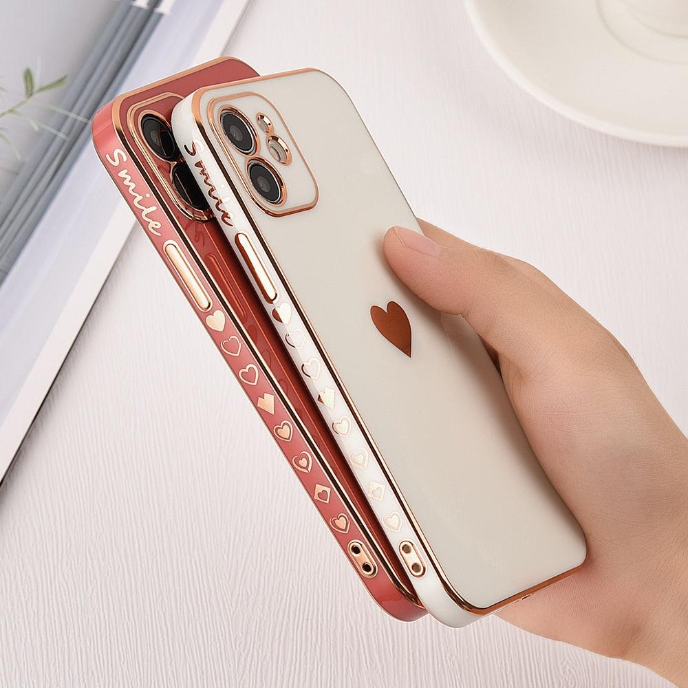 Coque de téléphone élégante pour femme pour iPhone 13 14 Pro Protection d'objectif d'appareil photo pour iPhone 12 11 Pro Max 14Plus Étui antichoc Pare-chocs luxueux Motif mignon Femmes Filles Coque d'appareil photo antichoc en silicone souple