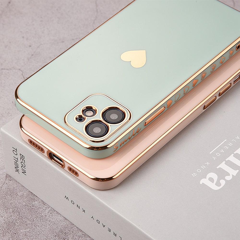 Coque de téléphone élégante pour femme pour iPhone 13 14 Pro Protection d'objectif d'appareil photo pour iPhone 12 11 Pro Max 14Plus Étui antichoc Pare-chocs luxueux Motif mignon Femmes Filles Coque d'appareil photo antichoc en silicone souple