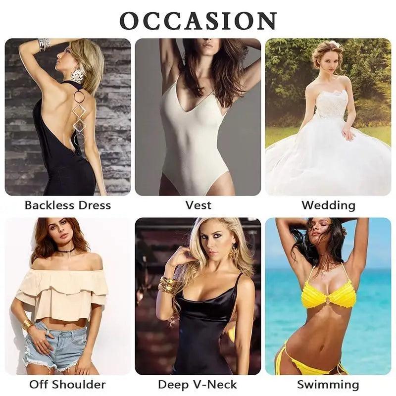Soutien-gorge Invisible Femme Élégant Super Push-Up Seamless Auto-adhésif Collant Mariage Soirée Bretelles Amovibles Bonnets 8 10 12.5cm Fly Bras