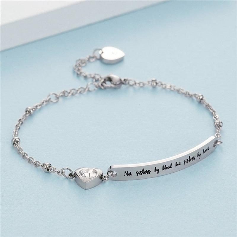 Élégant Bracelet en Acier Inoxydable pour Femmes, Meilleures Amies, Bijoux d'Amitié, Cadeau d'Amitié, Message Mignon, Bracelet Jonc en Acier Inoxydable pour Sœurs, Cadeaux pour Adolescentes, Filles, Sœurs, Meilleures Amies