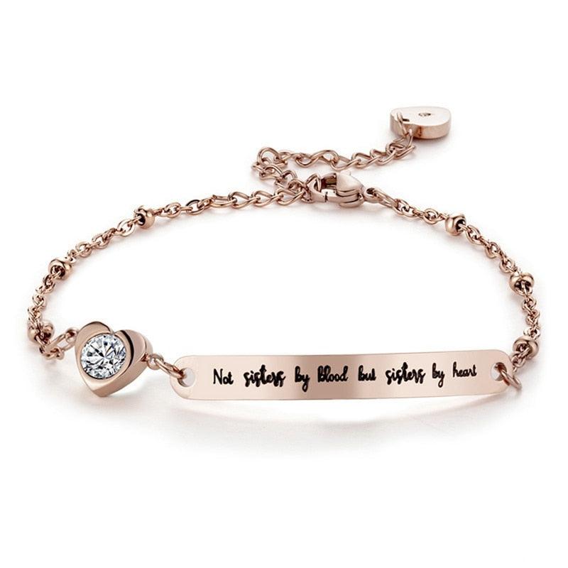 Élégant Bracelet en Acier Inoxydable pour Femmes, Meilleures Amies, Bijoux d'Amitié, Cadeau d'Amitié, Message Mignon, Bracelet Jonc en Acier Inoxydable pour Sœurs, Cadeaux pour Adolescentes, Filles, Sœurs, Meilleures Amies